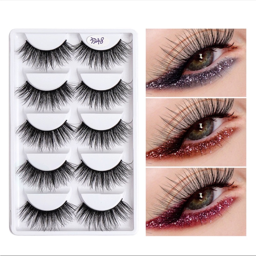 5 Pairs Pack Eyelash Natural Long Thick False Eyelashes - Picture 1 of 5